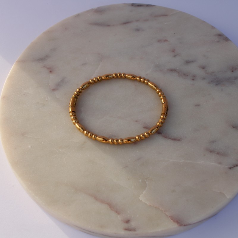 Bracelet jonc perlé doré