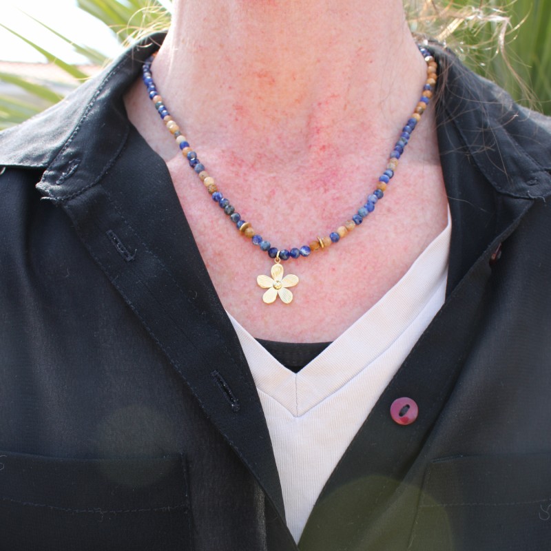 Collier Flower blue Collier Flower blue