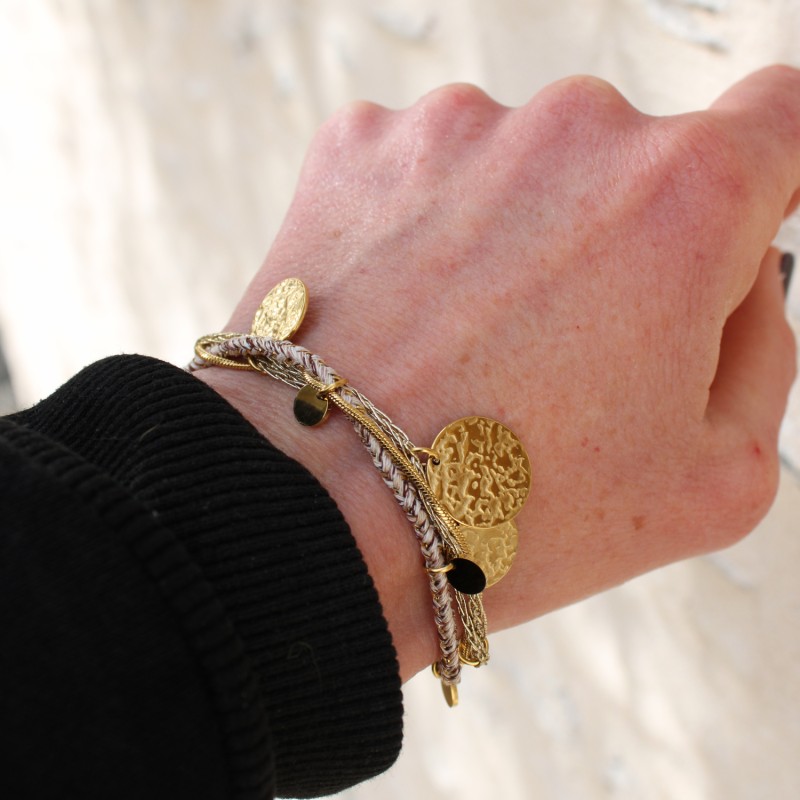 Bracelet médailles martelées Bracelet médailles martelées