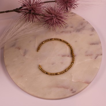 Bracelet jonc perlé doré