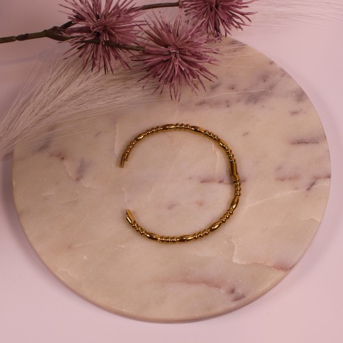 Bracelet jonc perlé doré