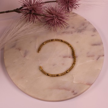 Bracelet jonc perlé doré