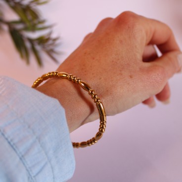 Bracelet jonc perlé doré